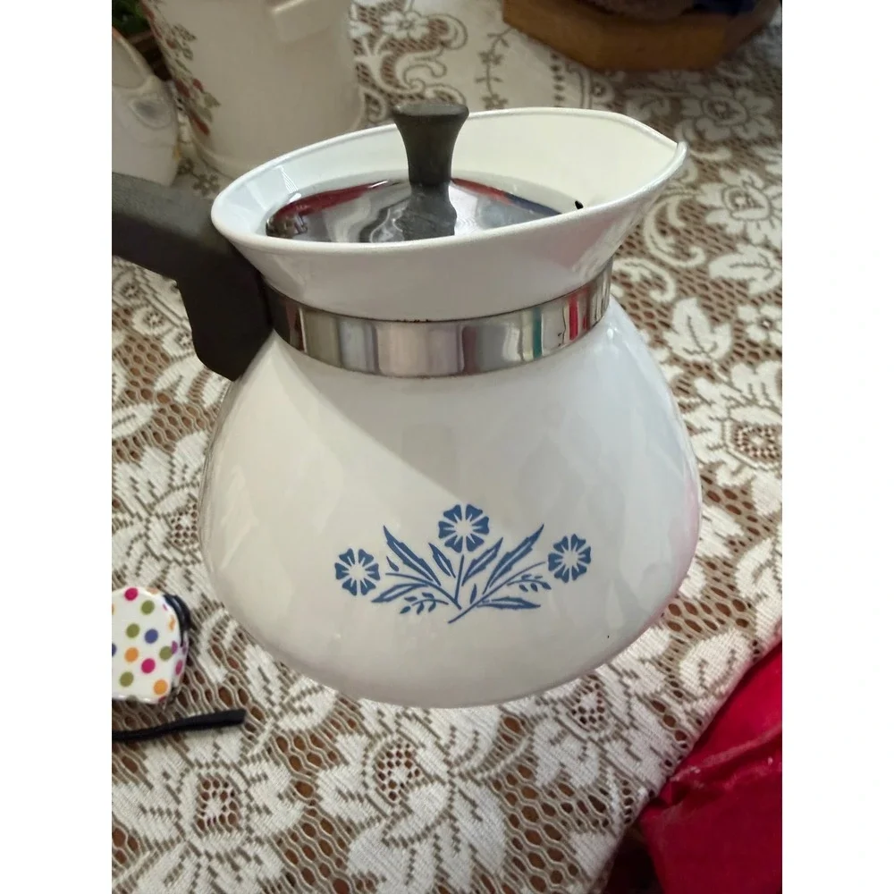 Vintage Corning Ware Blue Cornflower 6 Cup Stovetop Coffee Percolator P-166